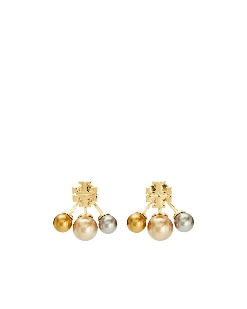 Tory Burch Metallic Kira Post-Back Pearl Earrings