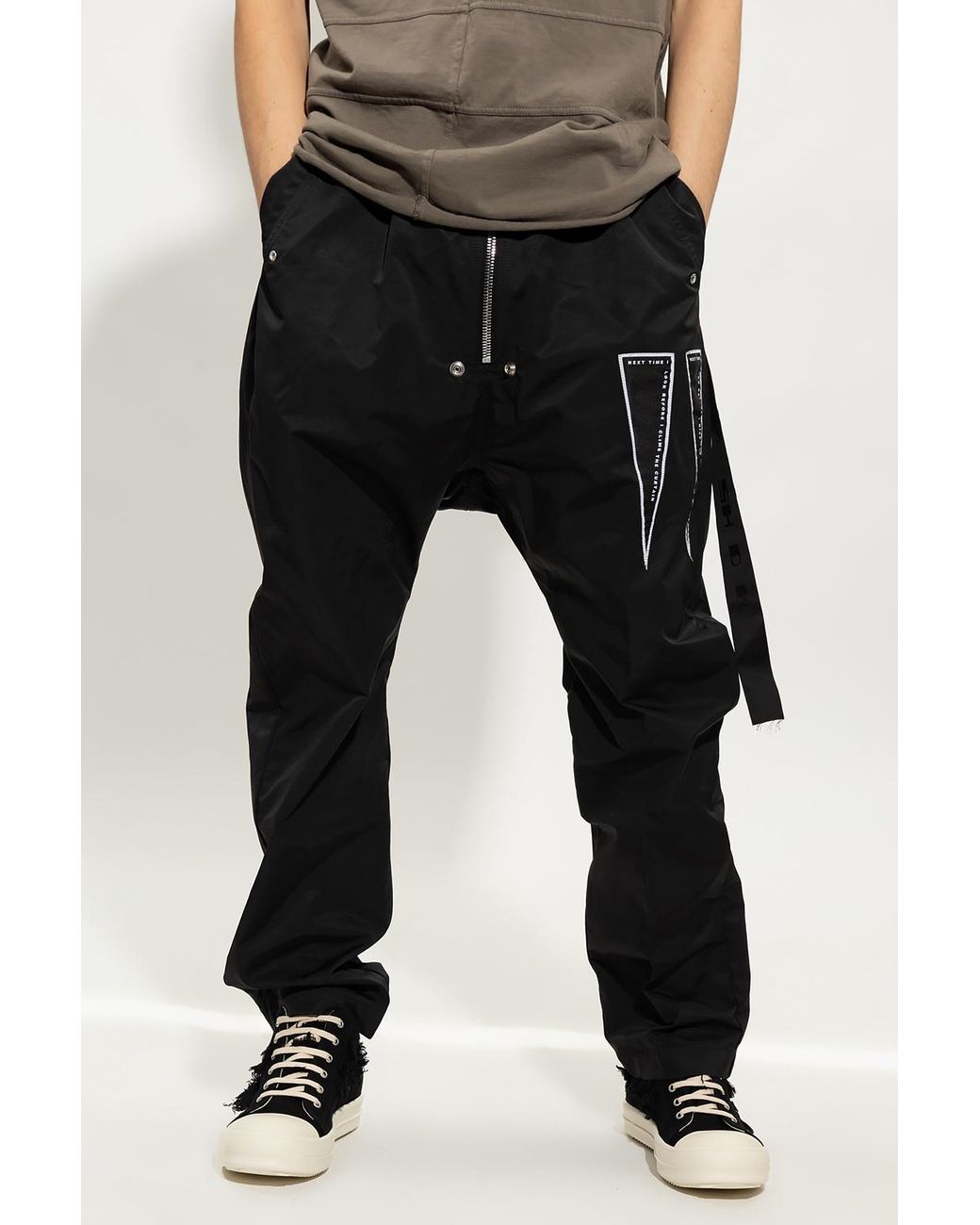 Rick Owens Black Drop-Crotch Trousers for men