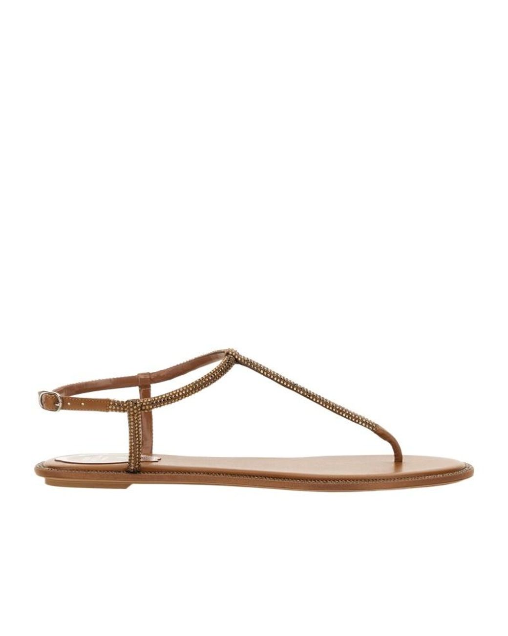 Rene Caovilla Brown René Caovilla Diana Embellished Thong Sandals