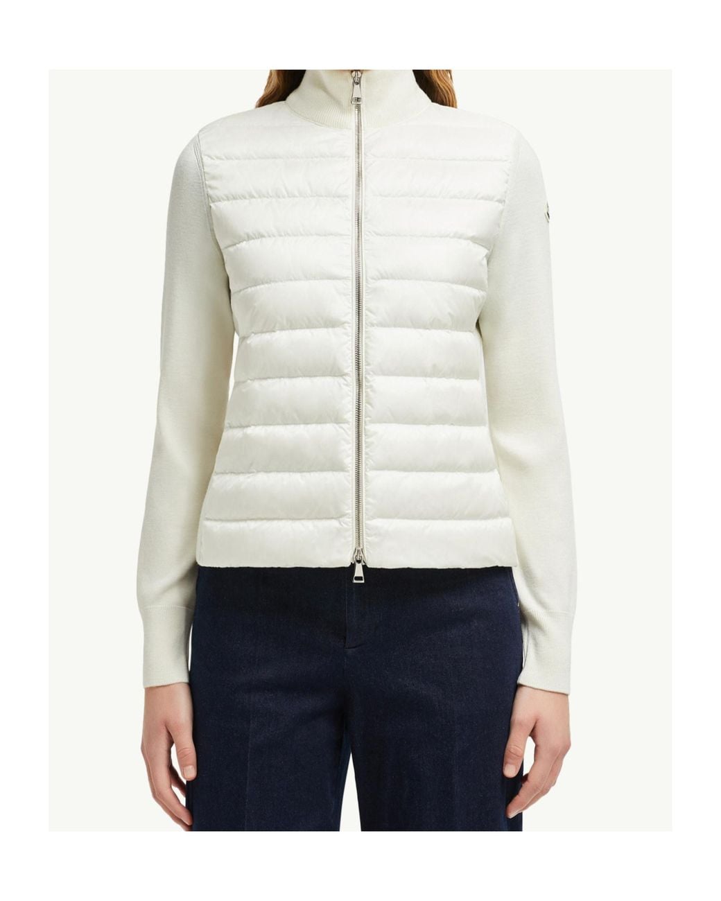 Moncler White Padded Zip-Up Cardigan