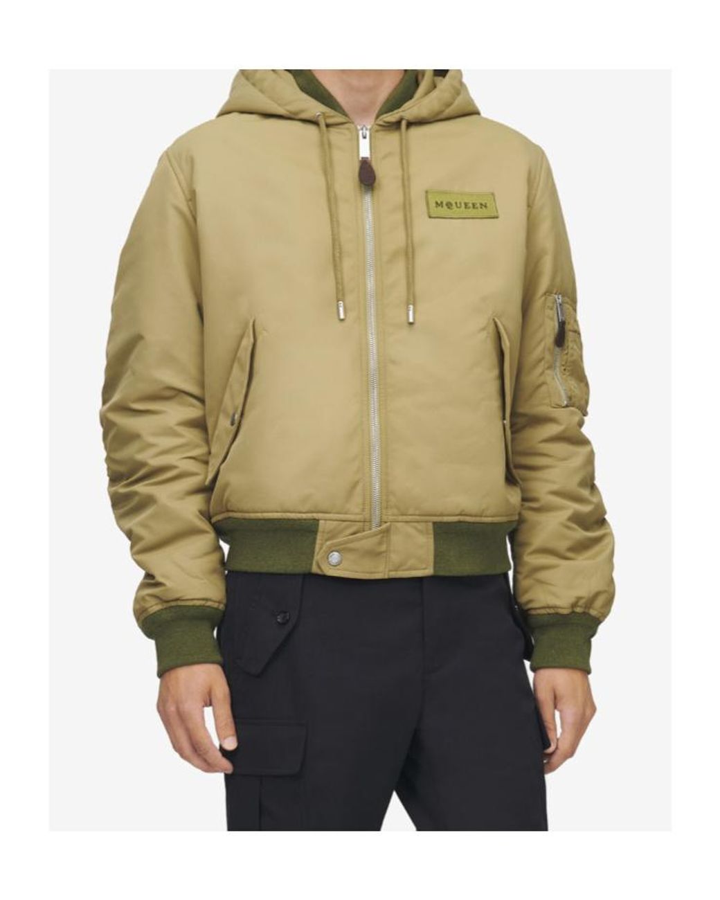 McQueen Green Logo Appliqué Bomber Jacket for men