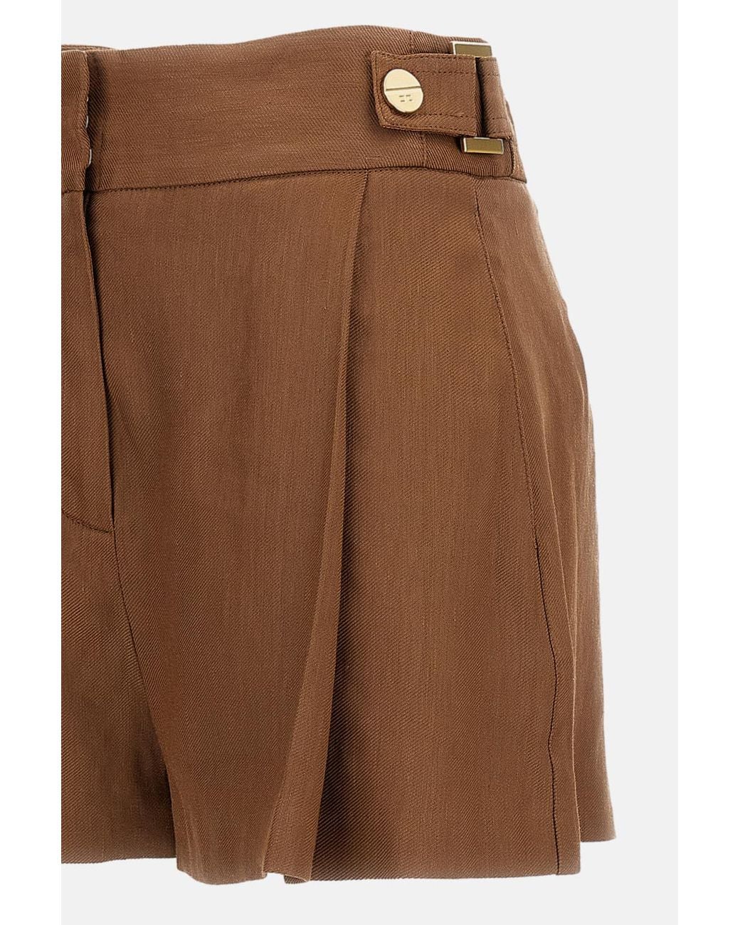 Elisabetta Franchi Brown Pleated Shorts