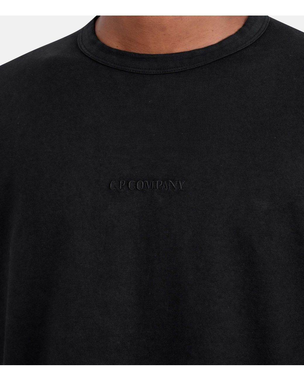 C P Company Black 1020 Jersey Short Sleeve Logo T-Shirt for men