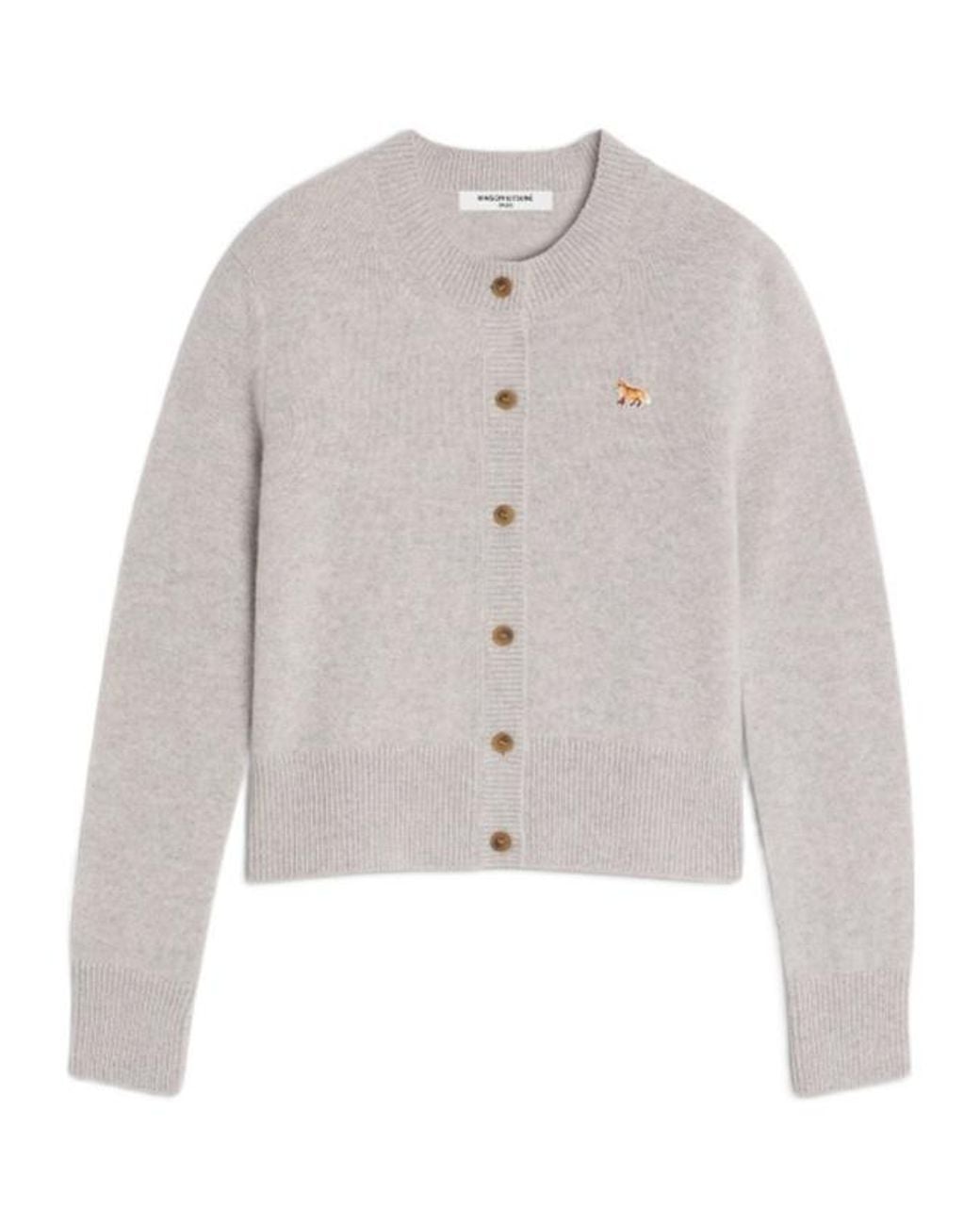 Maison Kitsuné White Maison Kitsuné Fox Patch Knitted Cardigan