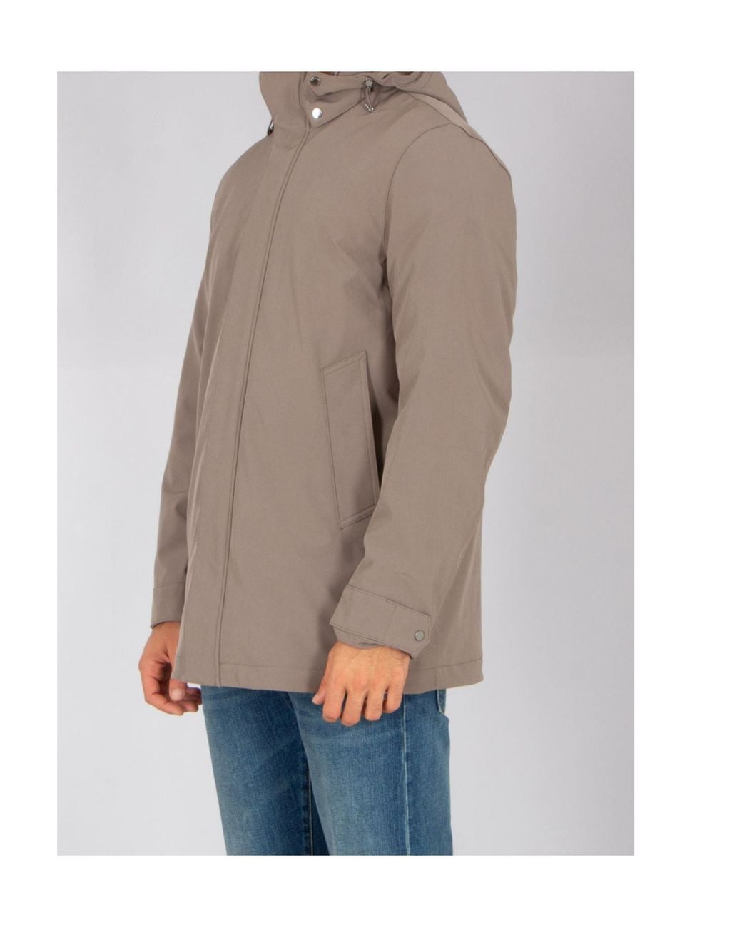 Woolrich Gray Regular Fit Soft Shell Down Barrow Mac Coat for men