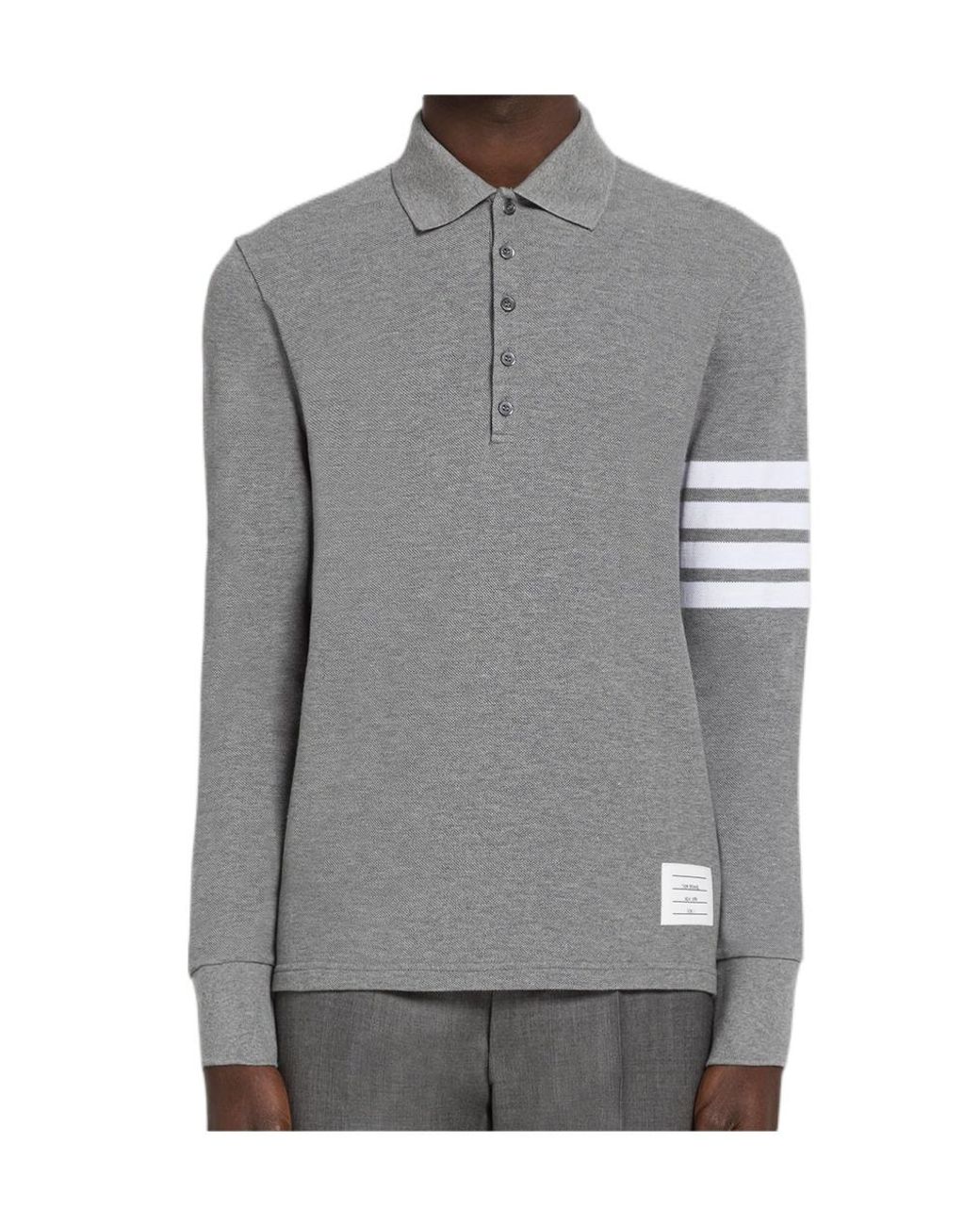 Thom Browne Gray 4-Bar Long-Sleeve Polo Shirt for men