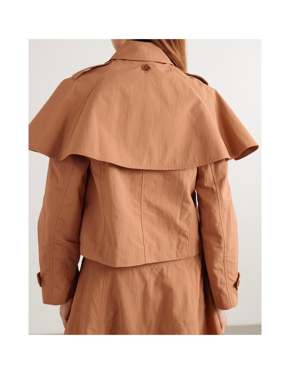 Ulla Johnson Brown River Cape-Effect Crinkled-Shell Jacket