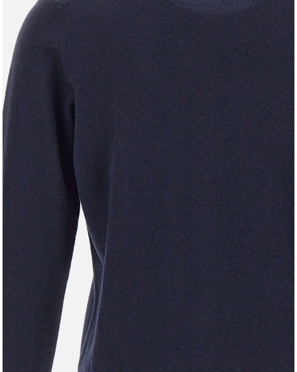 Kangra Cashmere Blue Kangra Ribbed Crew Neck Knitted Sweater for men