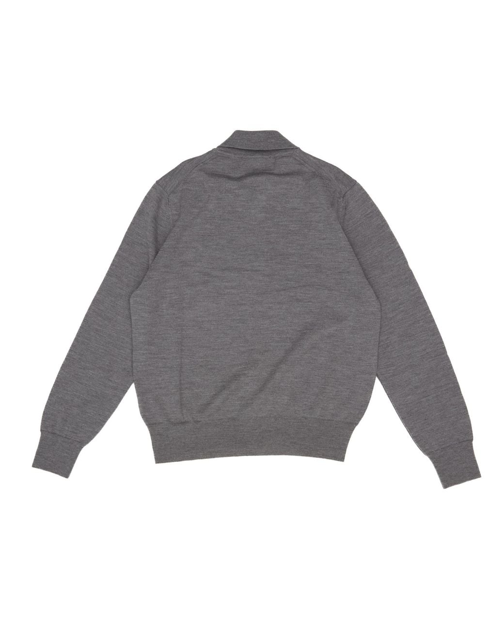 AMI Gray Long-Sleeve Knitted Polo Shirt for men