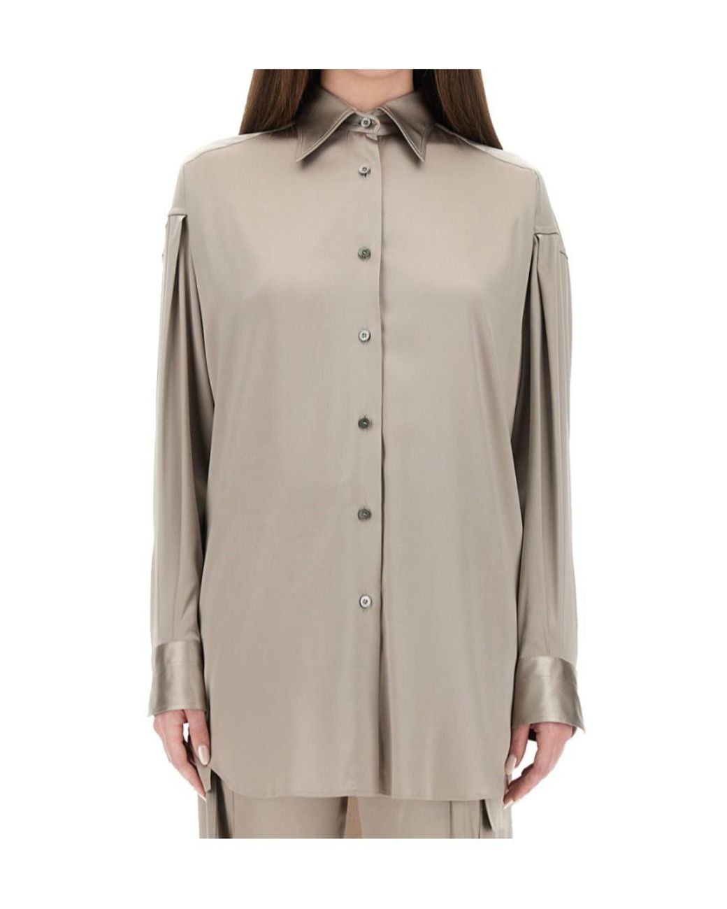 Tom Ford Gray Satin Relaxed Fit Shirt