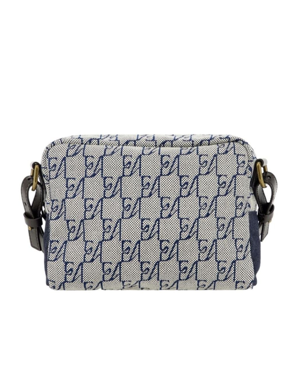Emporio Armani Blue Monogram Flap Shoulder Bag for men