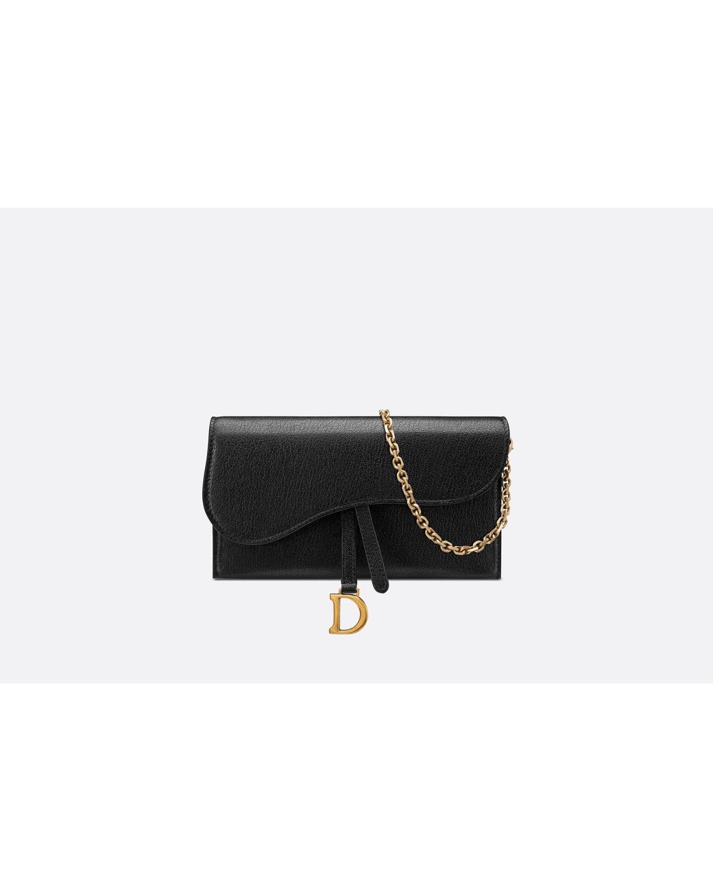 Dior White Small Saddle Pouch With Chain