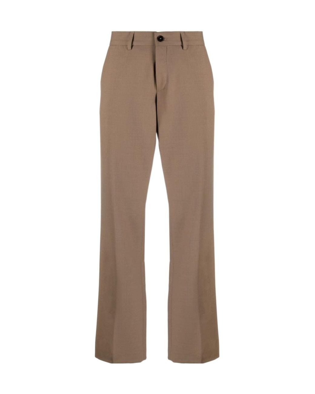 Closed Brown Straight-Leg Mid-Rise Trousers