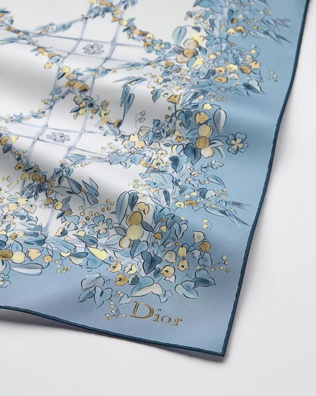 Dior Blue Floral Cannage 90 Square Scarf