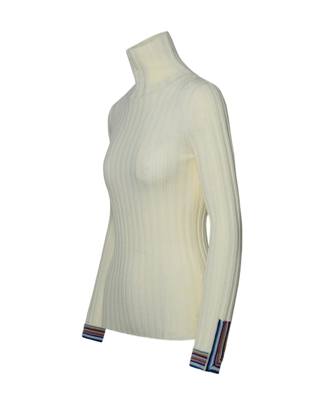 Etro Natural Polo Neck Ribbed Jumper