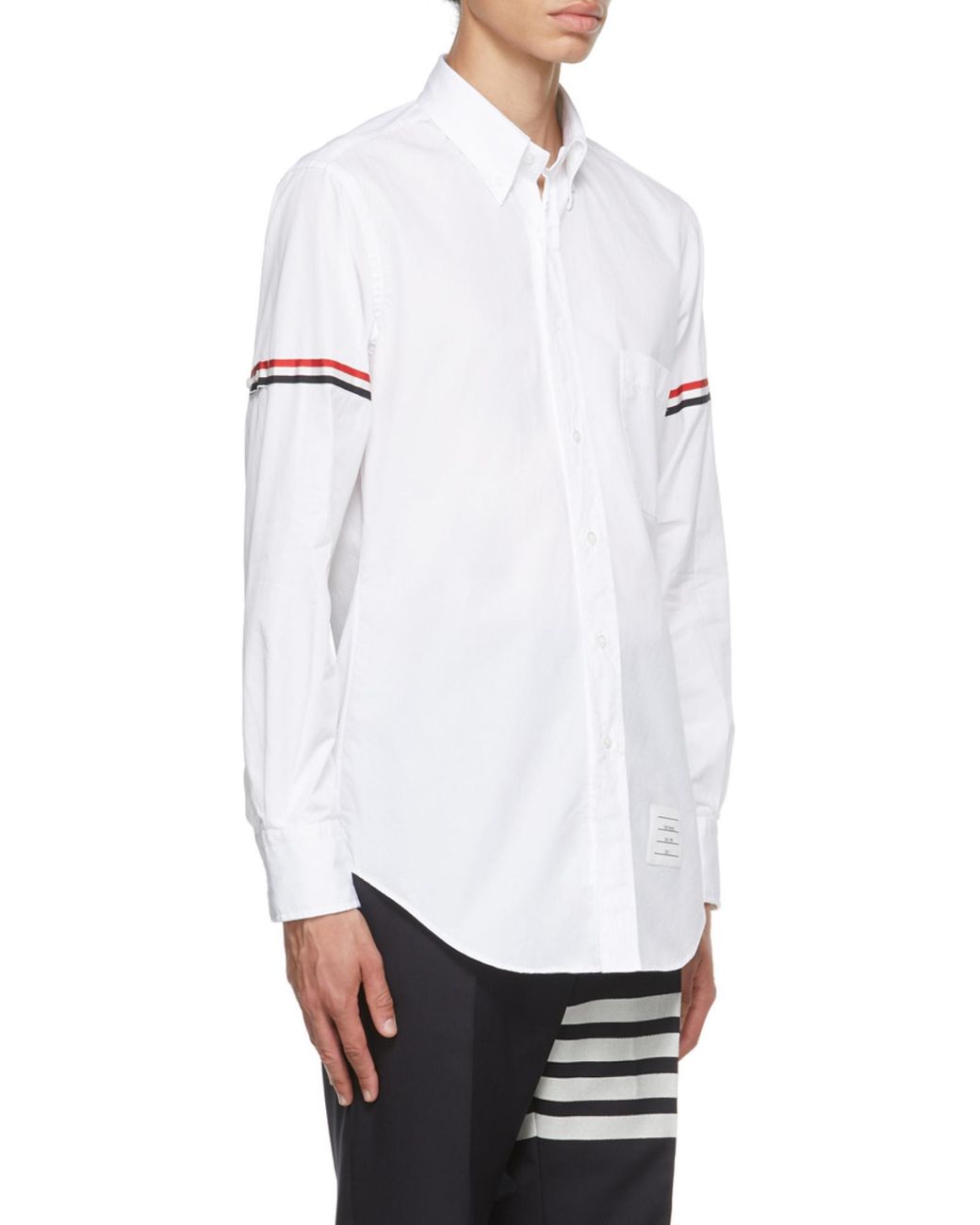 Thom Browne White Rwb Striped Long-Sleeved Shirt for men