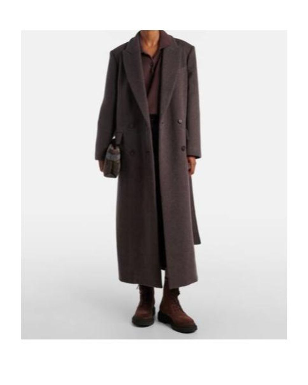 Brunello Cucinelli Brown Wool And Cashmere Wrap Coat