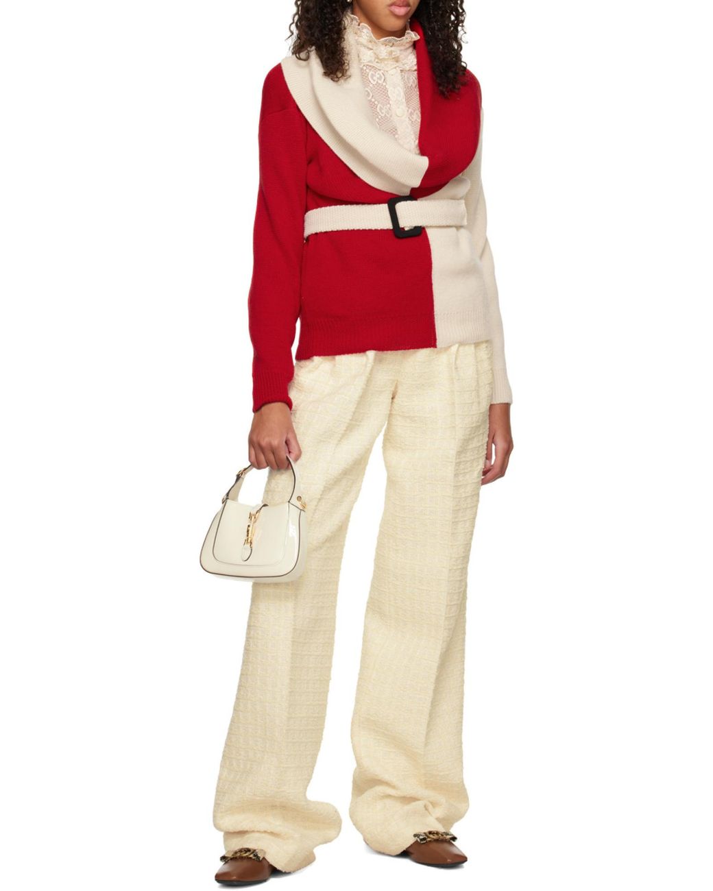 Gucci Red Long Sleeved Two-Toned Jumper