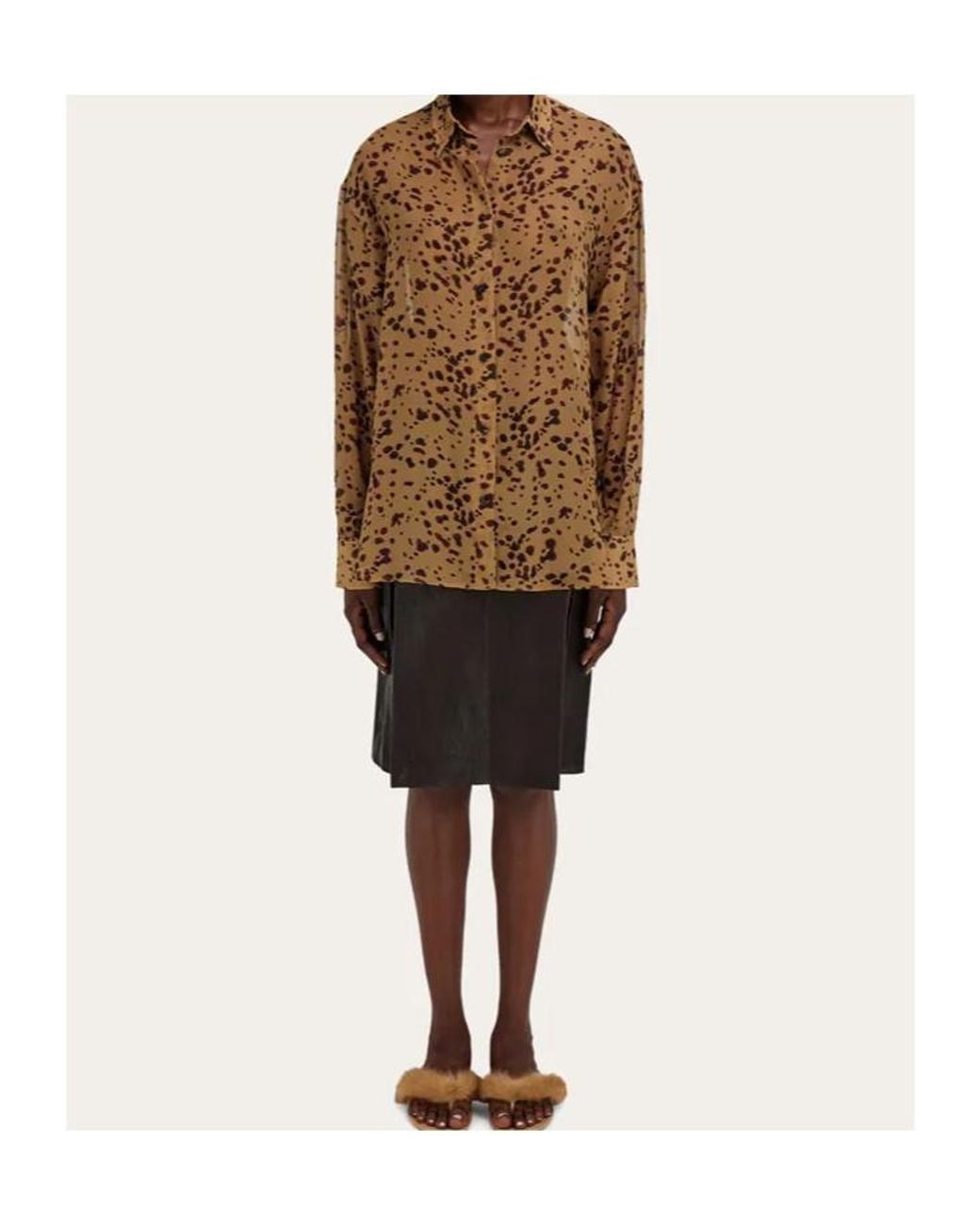 Ferragamo Brown Georgette Shirt With Orchid Print