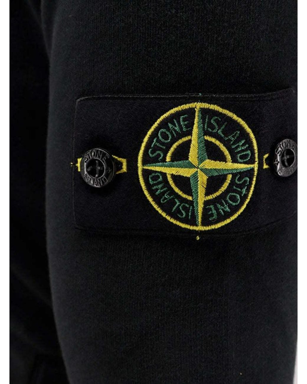 Stone Island Blue Logo Patch Drawstring Hoodie for men