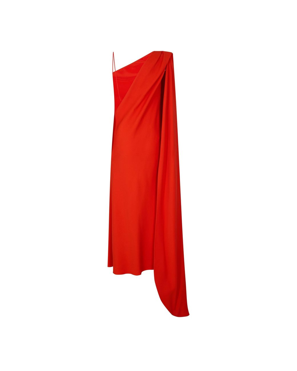 Balenciaga Red One-Shoulder Draped Midi Dress