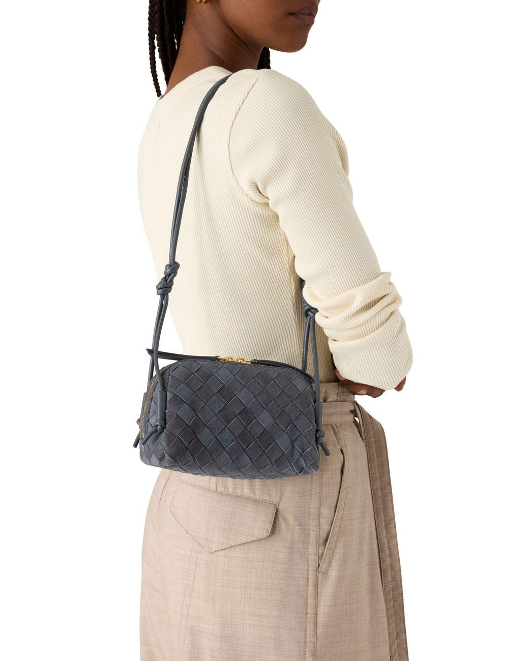Bottega Veneta Black Woven Crossbody Bag