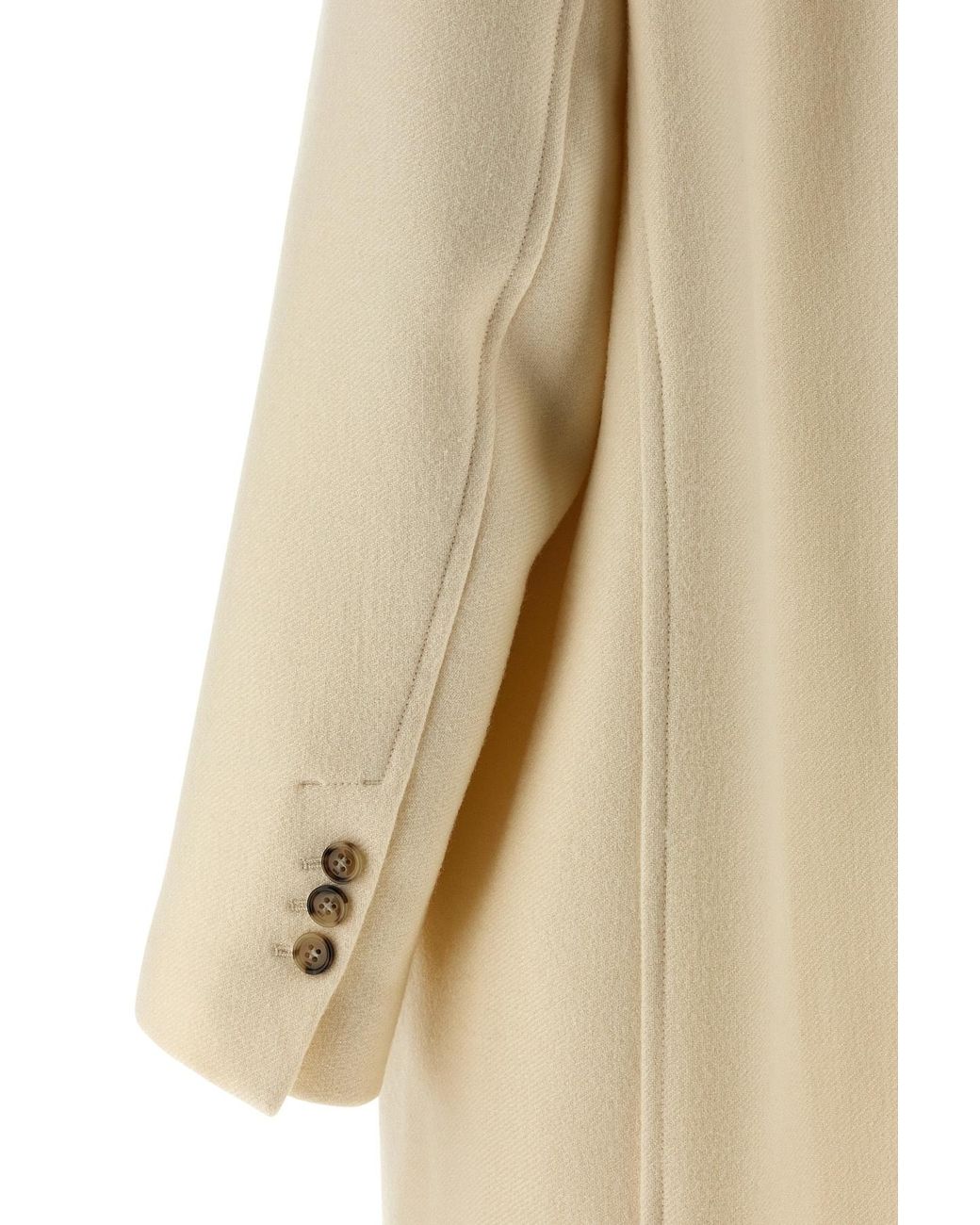 AMI Natural Long Double-Breasted Coat