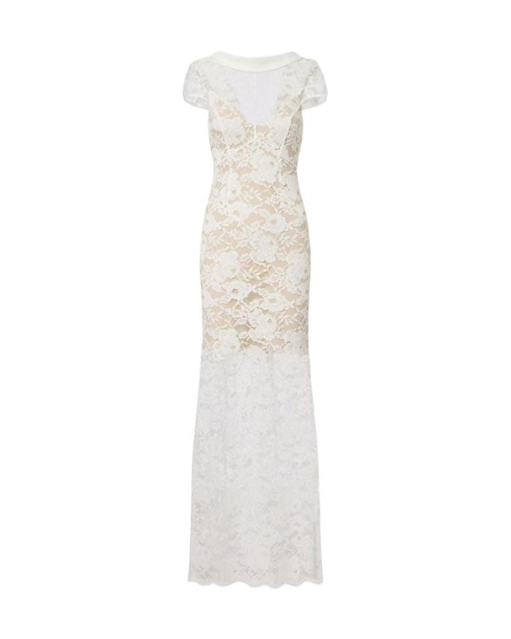 Self-Portrait White Scoop Back Lace Maxi Dress