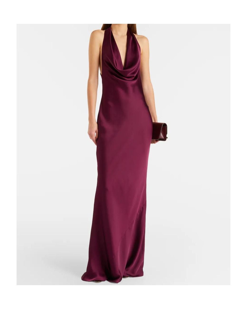 Norma Kamali Purple Draped Satin Gown