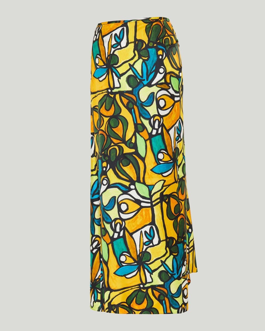 Christopher Esber Yellow Abstract-Print Draped Skirt