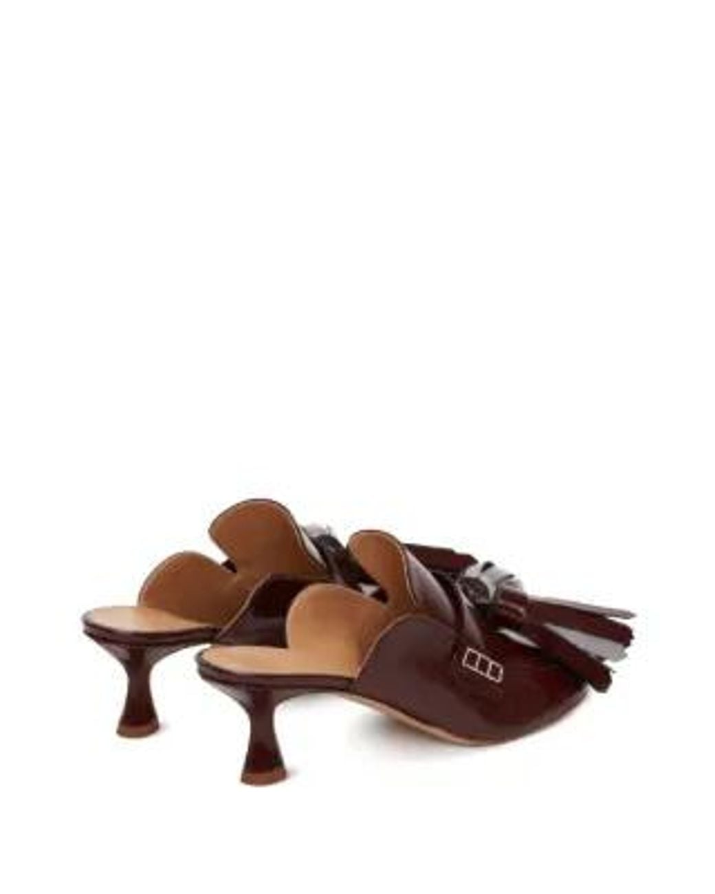 J.W. Anderson Brown Tassel-Detail Leather Mules