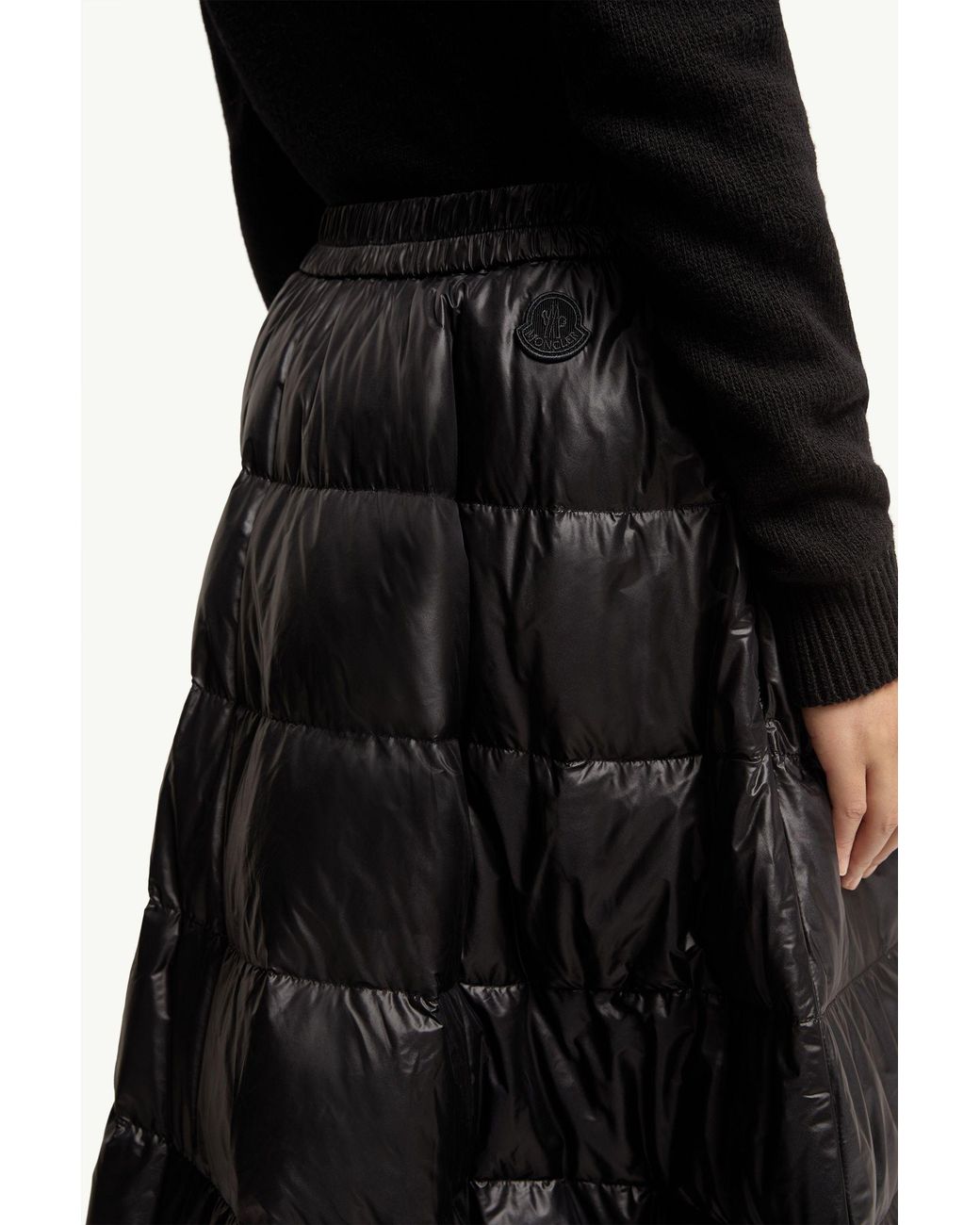 Moncler Black A-Line Down Midi Skirt