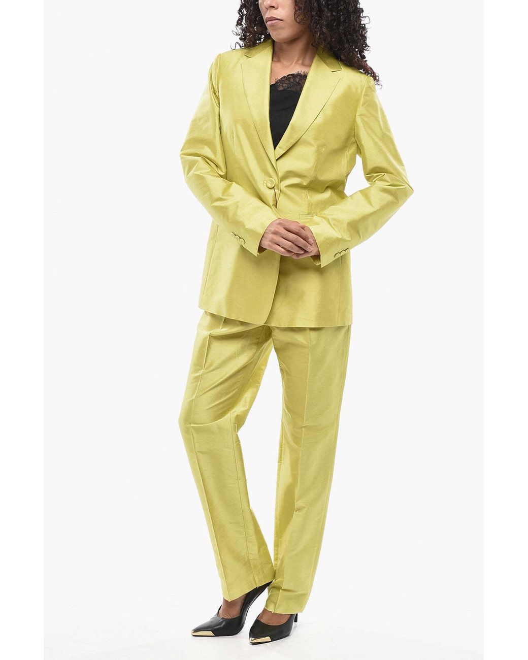 Max Mara Yellow Veranda Covered-Button Blazer