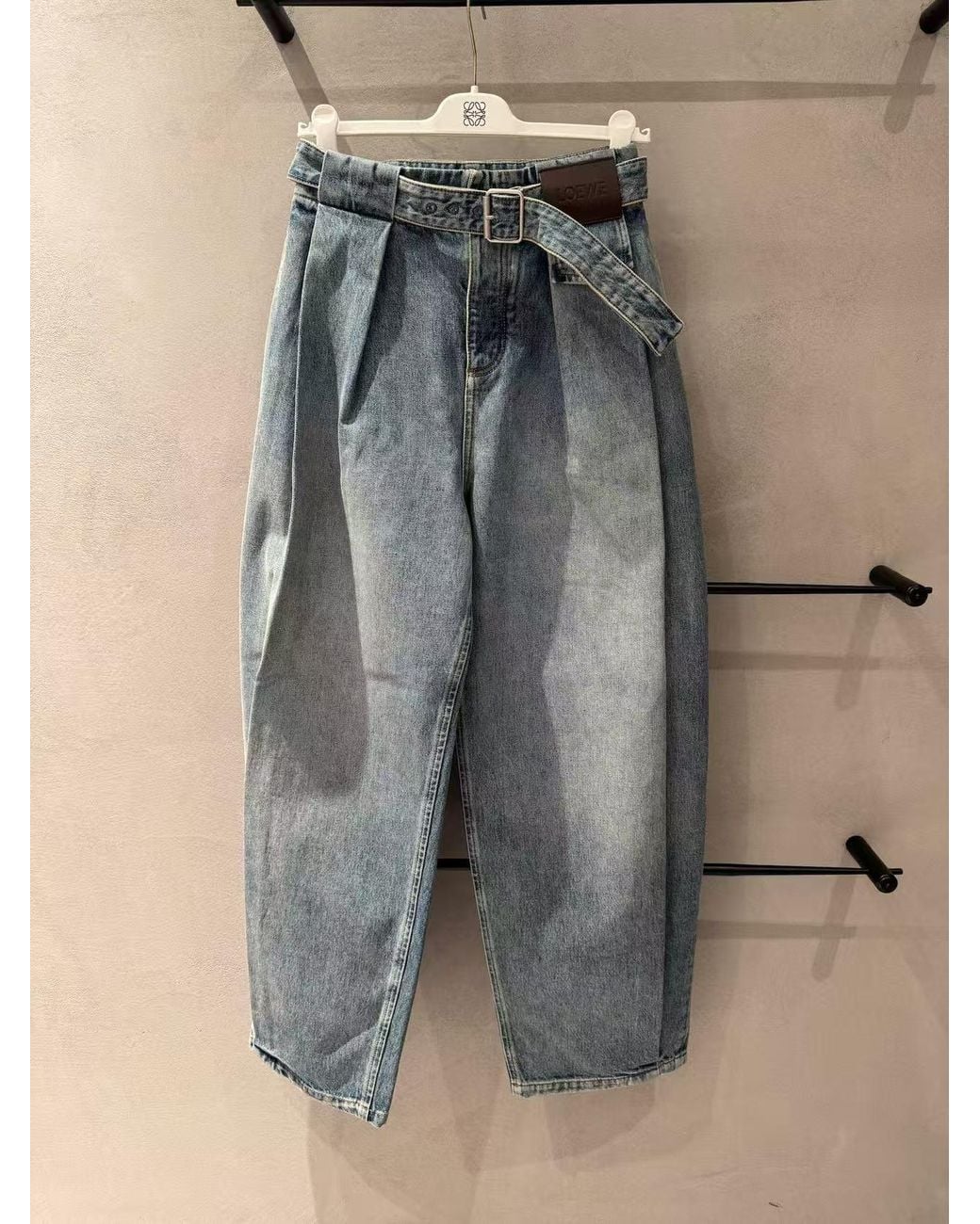Loewe Blue Pleated Loose Leg Jeans