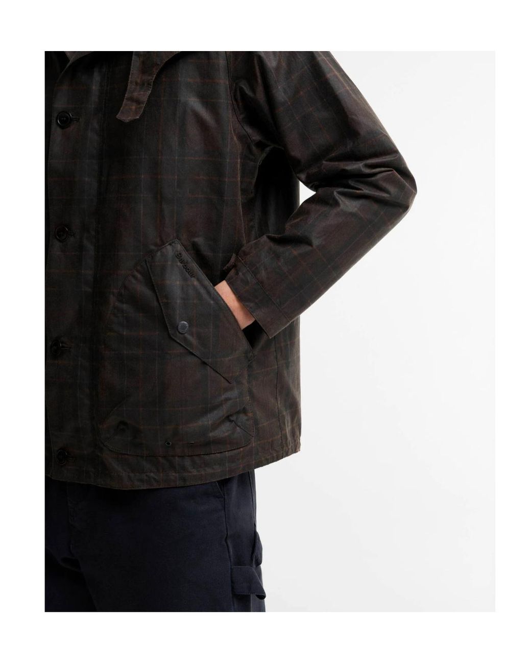 Barbour Black Check-Pattern Hooded Jacket for men