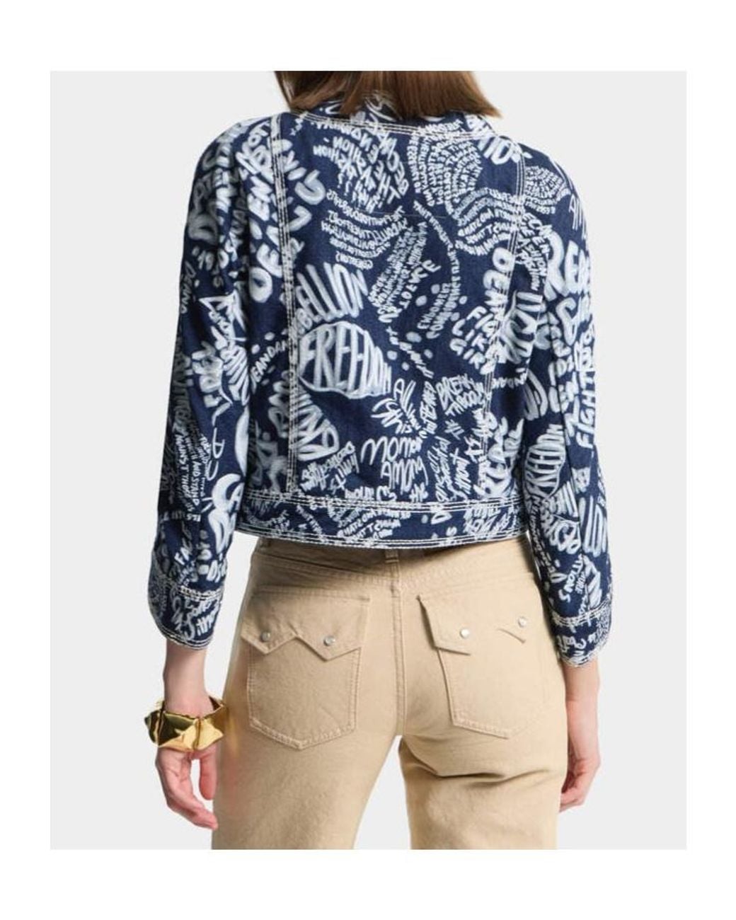 DSquared² Blue Pattern-Printed Denim Jacket