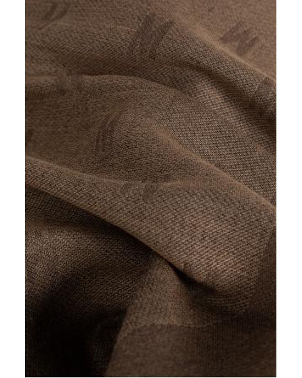 Moschino Brown Monogram Frayed-Edge Scarf for men