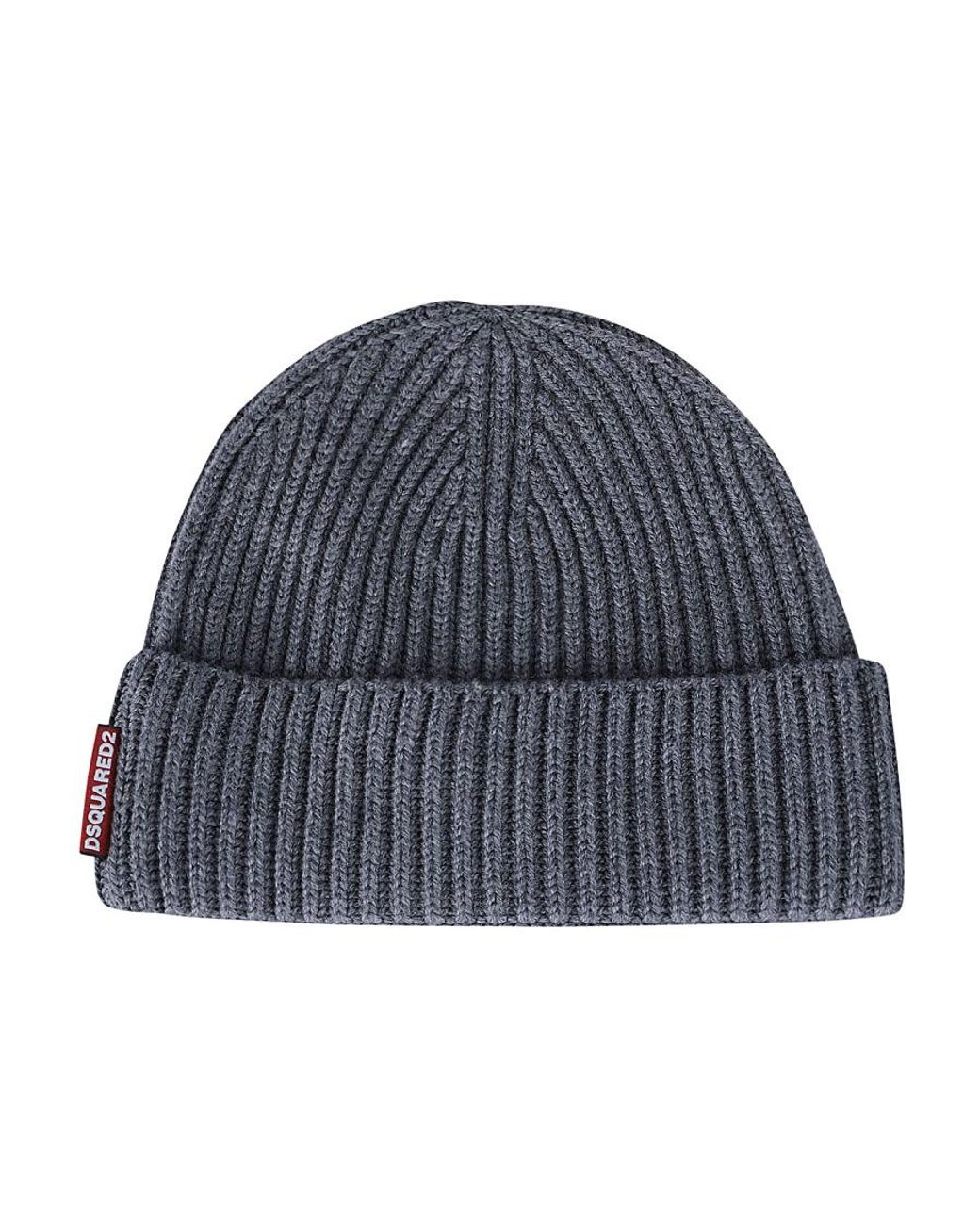 DSquared² White Logo Patch Scarf-Beanie Set for men