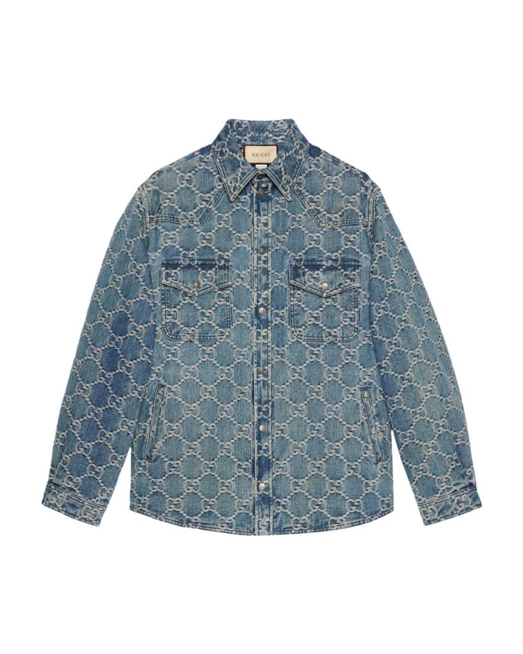 Gucci Blue gg Supreme Monogrammed Denim Jacket for men
