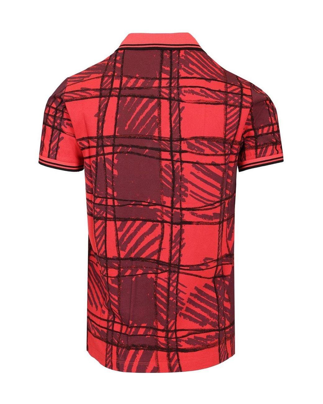 Vivienne Westwood Red Scribble Check Polo Shirt for men