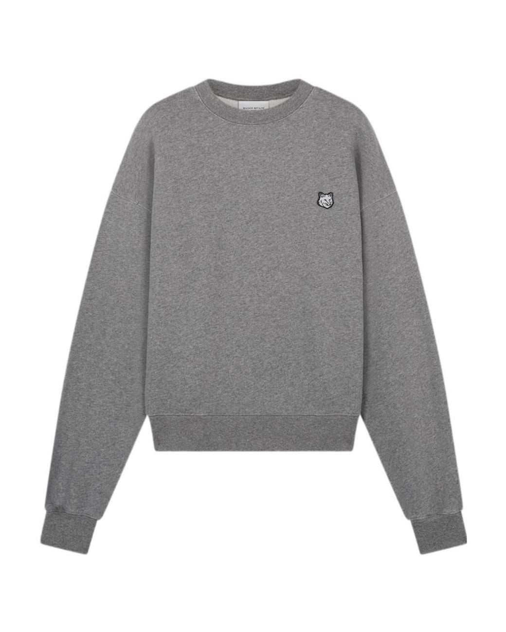 Maison Kitsuné Gray Maison Kitsuné Fox Patch Crewneck Sweatshirt