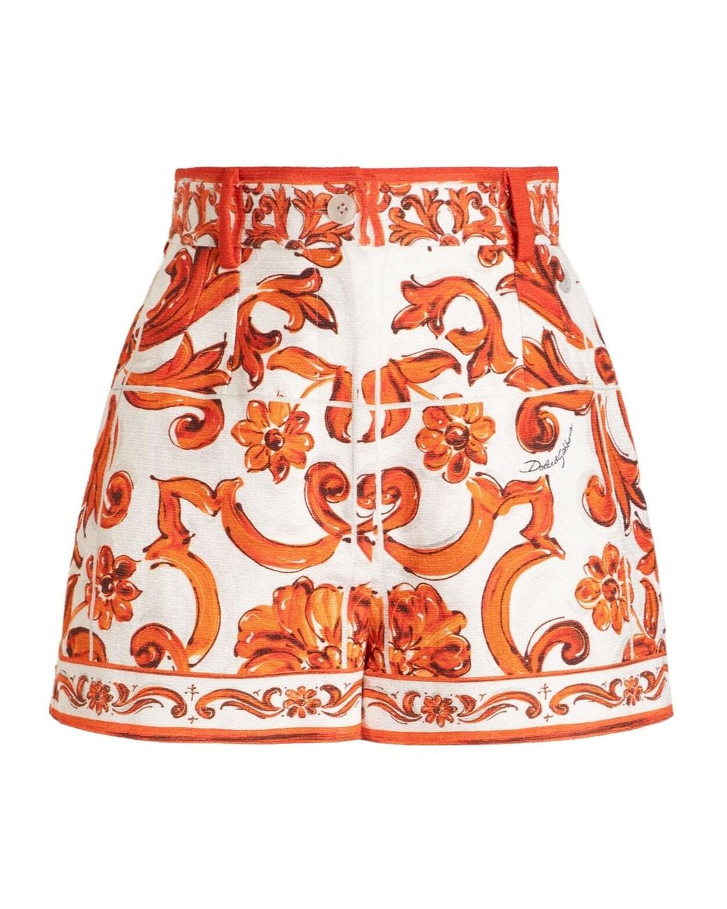 Dolce & Gabbana Red Majolica Printed Shorts