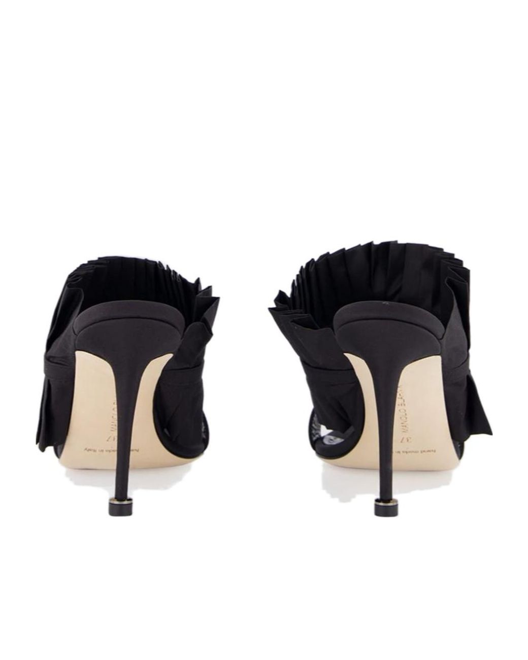 Manolo Blahnik Black Danteuil Pleated Detail Mules