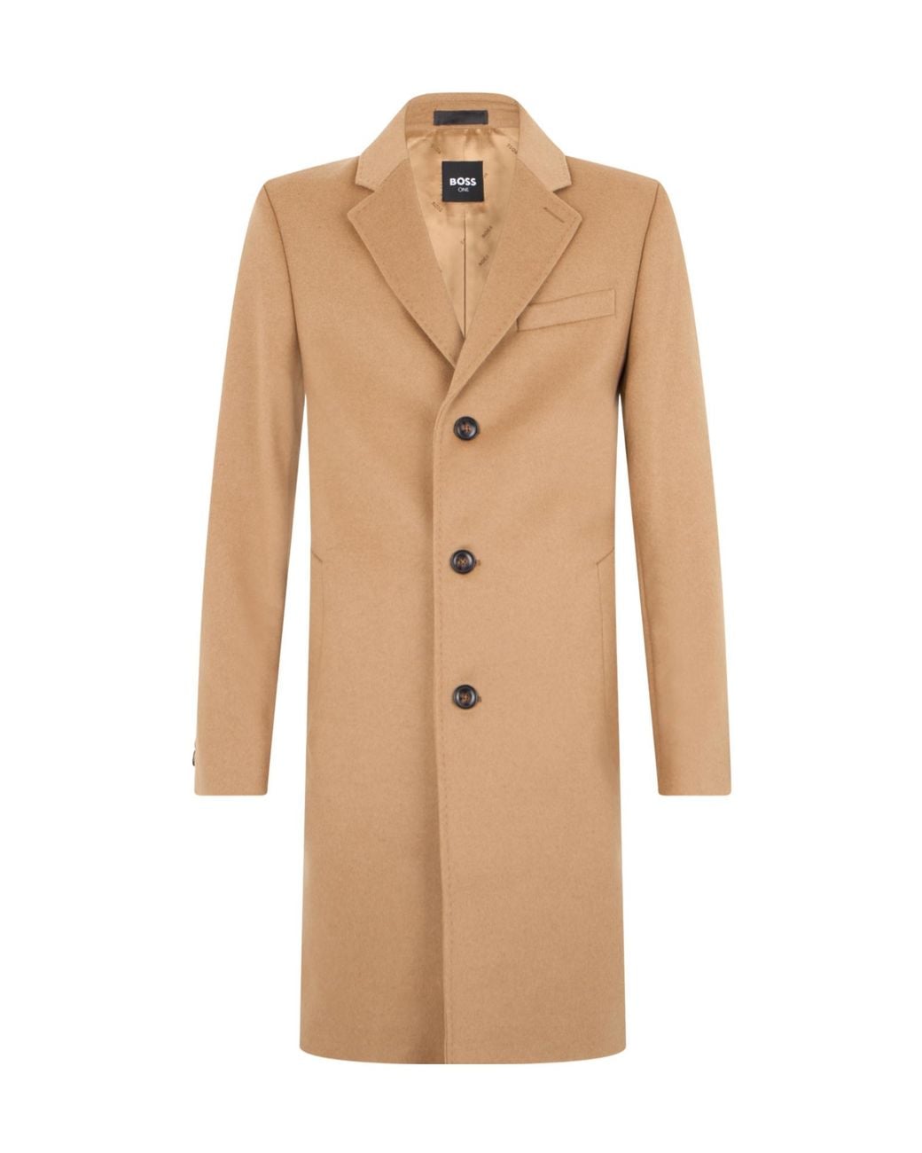 Boss Natural Slim-Fit Formal Wool Coat With Cashmere for men
