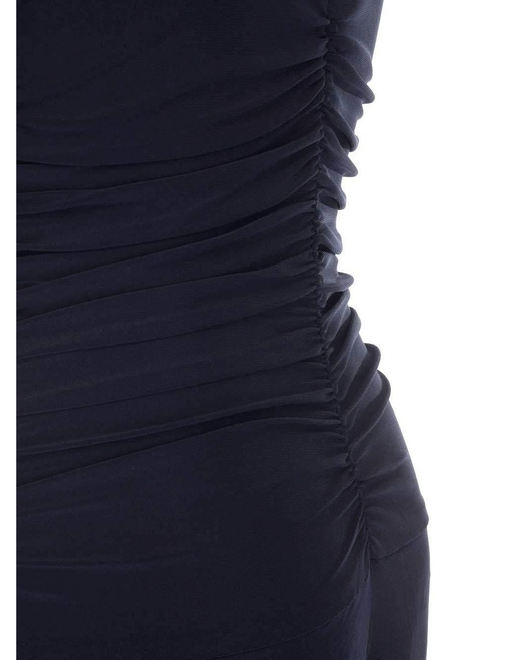 Norma Kamali Blue Ruched Wide-Leg Jumpsuit