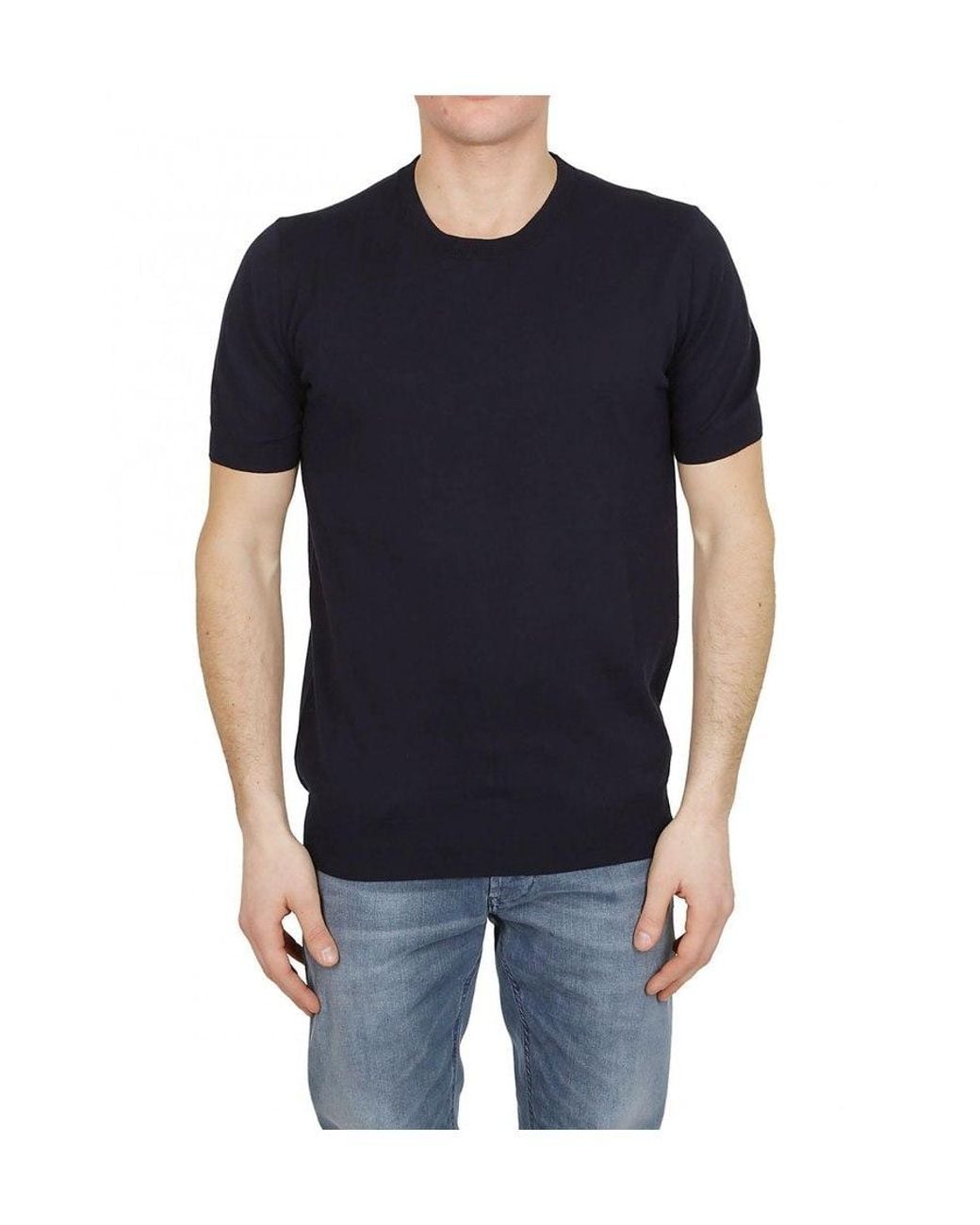 Paolo Pecora Blue Ribbed Trim Knitted Top for men