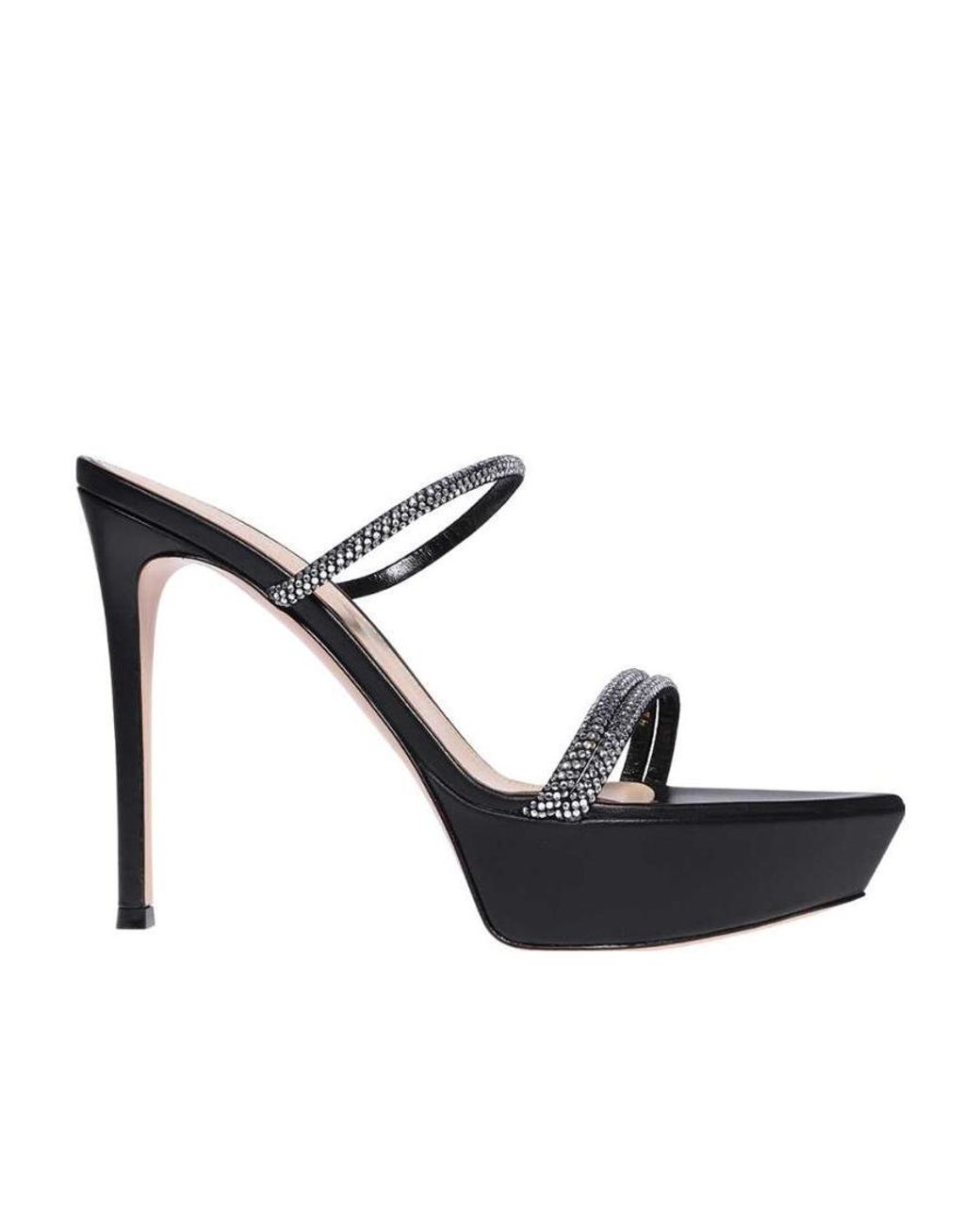 Gianvito Rossi Black Canne Embellished Platform Sandals