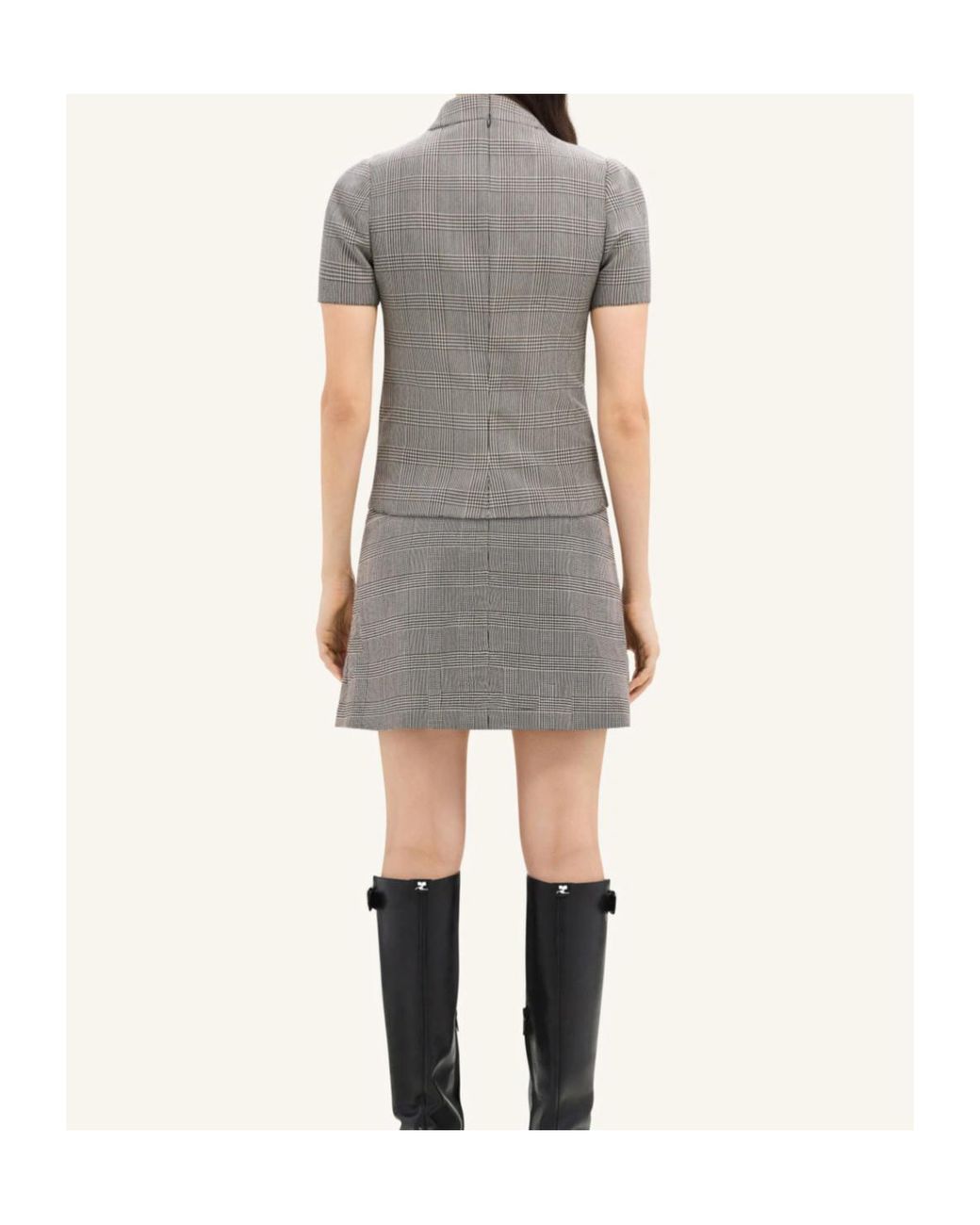 Courreges Gray Courrèges Mid-Rise A-Line Checked Mini Skirt