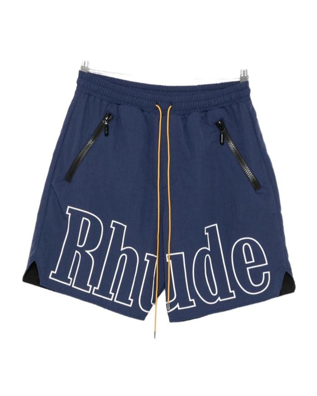 Rhude Blue Logo-Print Elasticated Waistband Shorts for men