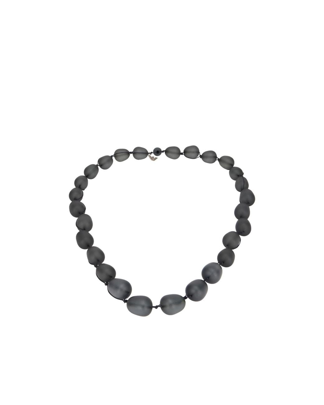 Emporio Armani Metallic Beaded Logo Plaque Necklace